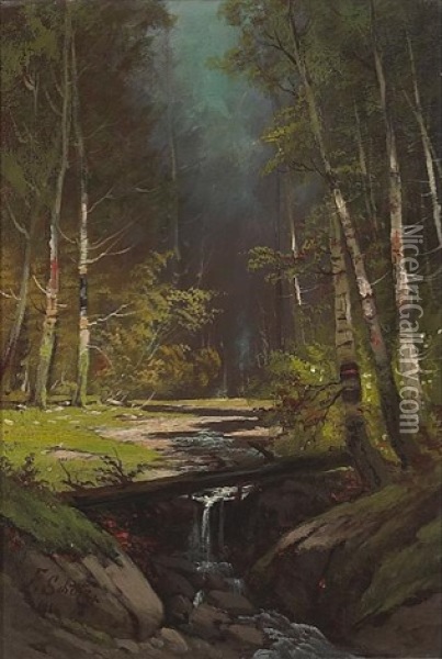 On The Powder Mill Creek Oil Painting - Frederick Ferdinand Schafer