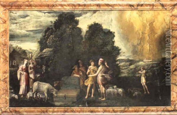 Giocobbe E La Visione Della Scala Oil Painting - Giovanni Andrea (il Mastelletta) Donducci