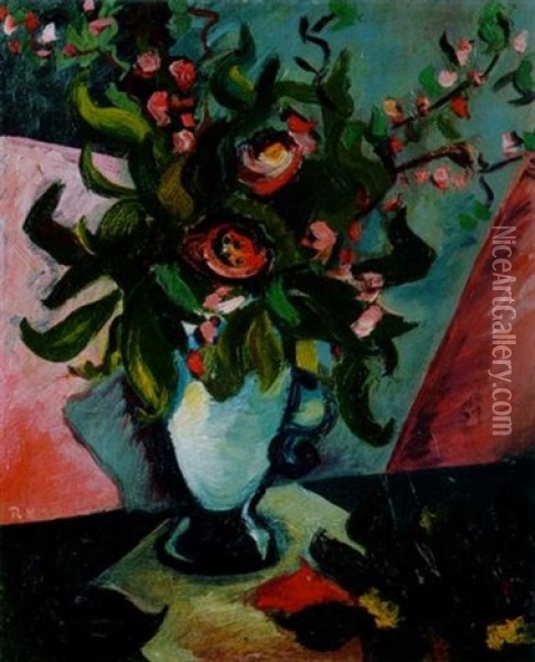 Stilleben Mit Blumenvase Oil Painting - Rudolf Levy