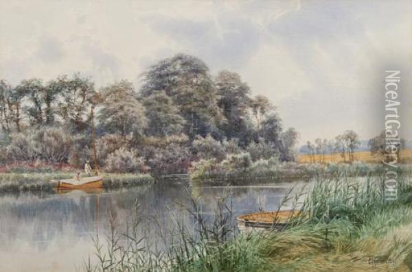 Boats On The Broads Oil Painting - Charles Harmony Harrison