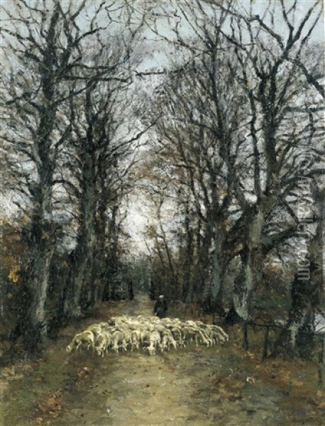 Dreve Avec Berger Oil Painting - Franz Courtens