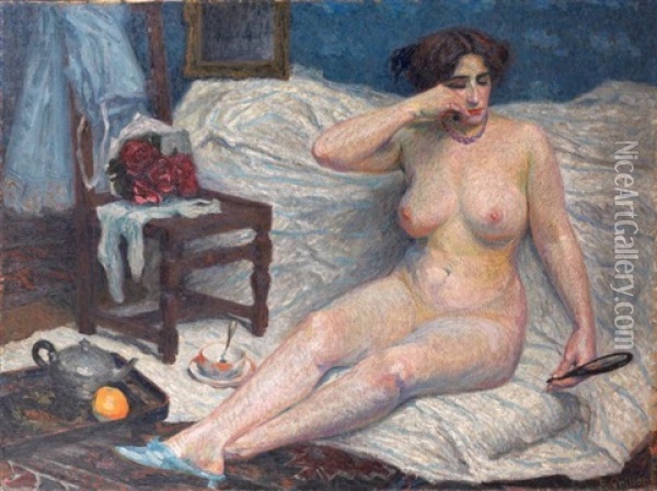 Femme Nue Alanguie Oil Painting - Roger-Maurice Grillon