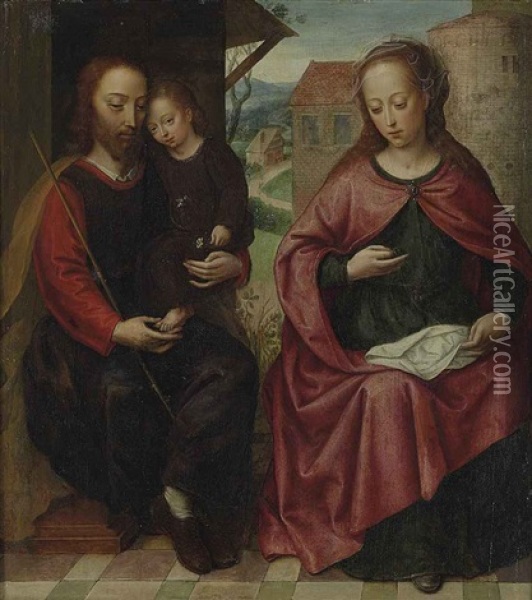The Holy Family Oil Painting - Pieter Claeissins the Younger