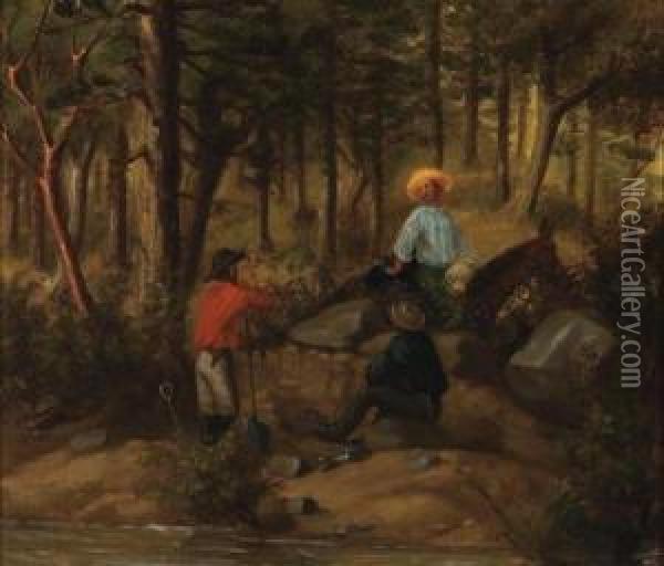 California Gold Miners Oil Painting - Ernest Narjot