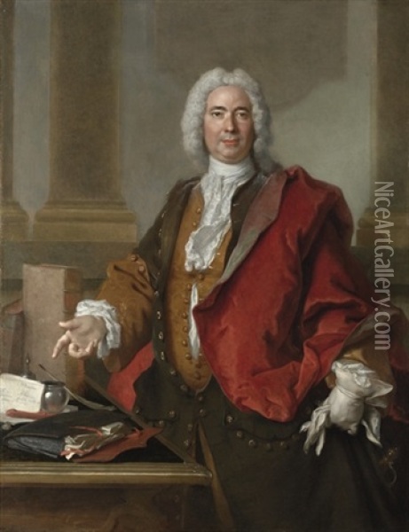 Portrait Of Monsieur Aubert Oil Painting - Nicolas de Largilliere