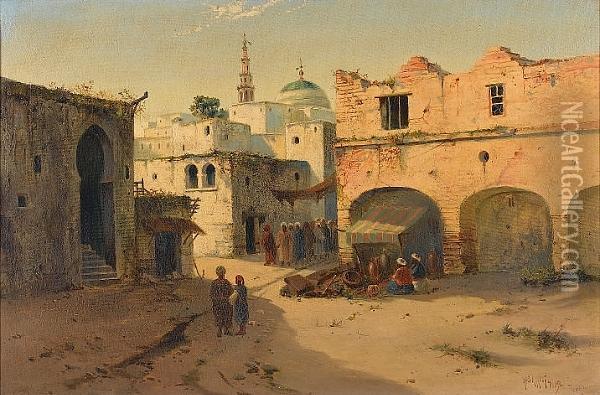 Cairo Street Scene Oil Painting - Henry Stanton Lynton