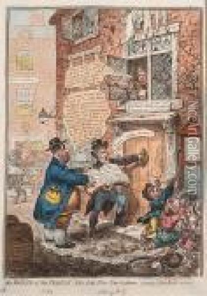'the Friend Of The People', & His Petty-new-tax-gatherer, Paying John Bull A Visit Oil Painting - James Gillray