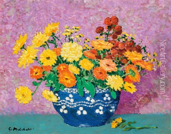 Still Life With Flowers Oil Painting - Gari Melchers