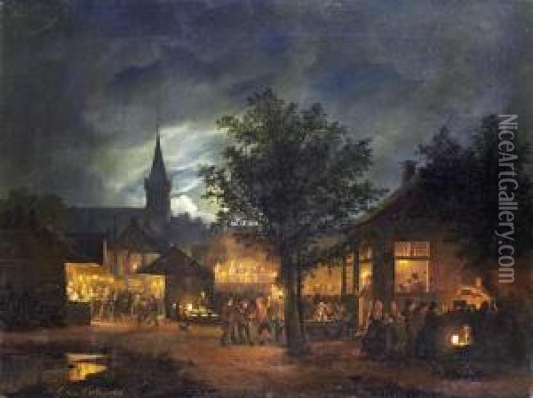 Merrymaking By Candle Light Oil Painting - Hendrik Gerrit ten Cate