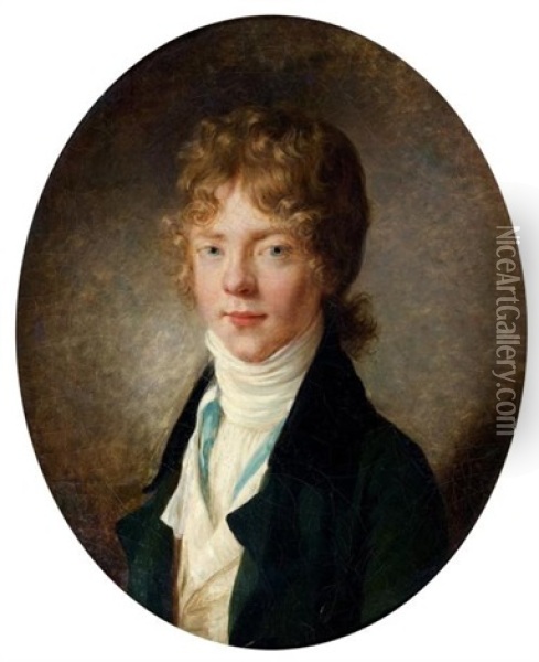 Portrait De Jeune Homme En Habit Vert Oil Painting - Pierre Adolphe Hall