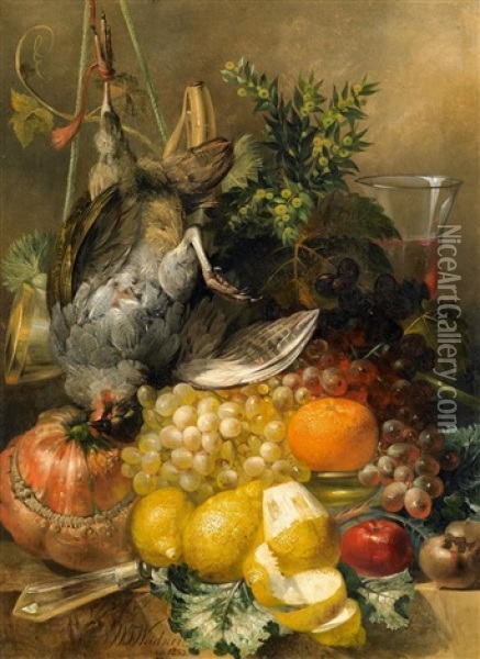 Jagdstillleben Mit Fruchten Und Erlegtem Vogel Oil Painting - Willem Frederik Weidner