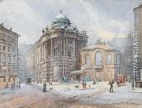 Das Alte Burgtheater Im Schneegestober Oil Painting - Karl Wenzel Zajicek