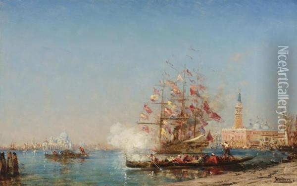 La Fete De L'assomption A Venise, Le Coup De Canon Oil Painting - Felix Ziem