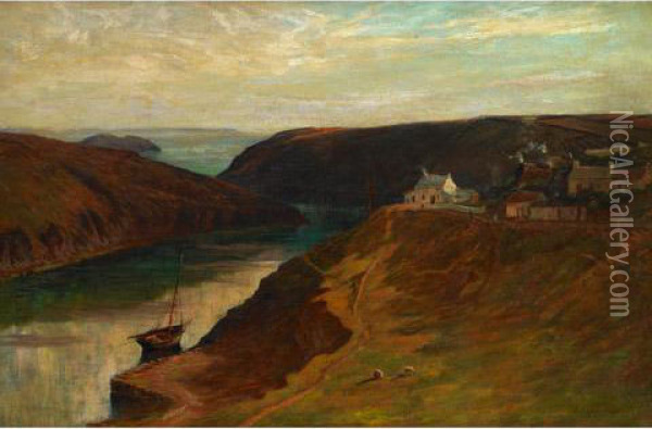 Saguenay Landscape Oil Painting - Joseph Charles Franchere