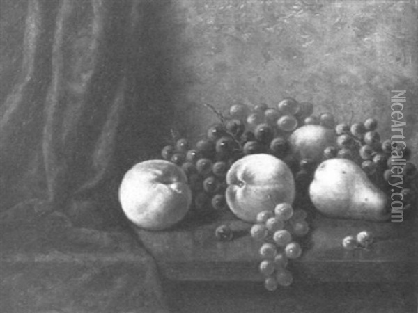 Still Life Of Grapes And Peaches Oil Painting - Albert Francis King