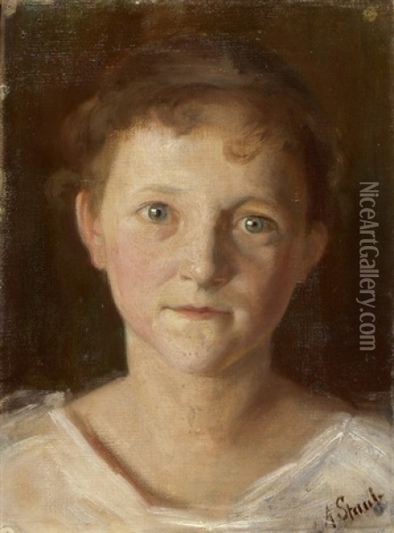 Brustbild Einer Jungen Frau Oil Painting - Andreas Staub