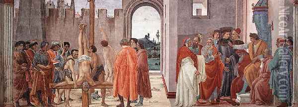 Crucifixion of St. Peter and Disputation with Simon Magus before the Emperor Nero Oil Painting - Fra Filippo Lippi