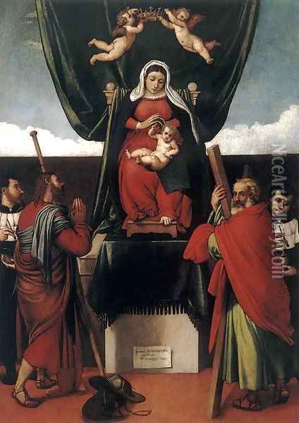 Virgin and Child with Saints Oil Painting - Lorenzo Lotto