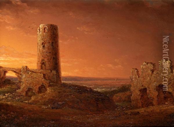Ruins At Stegeborg Oil Painting - Carl Johan Fahlcrantz