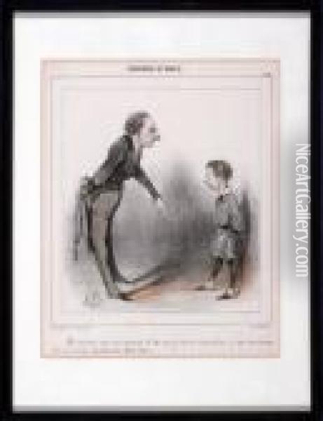 Proverbes De Famille, No. 2 Oil Painting - Honore Daumier