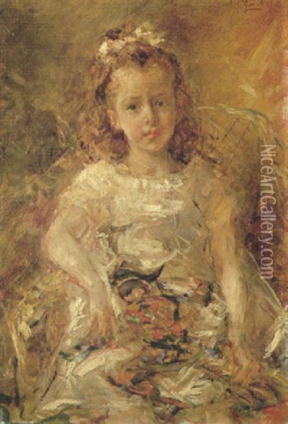 Retrato De Nina Oil Painting - Eduardo Leon Garrido