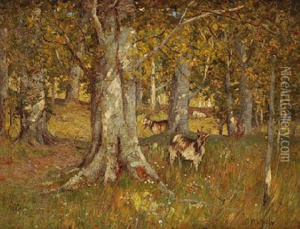 In The Woods (+ Another; 2 Works) Oil Painting - William Macbride