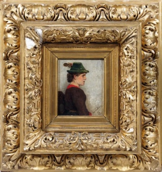 Portrait De Femme De Profil Oil Painting - Hugo Wilhelm Kauffmann