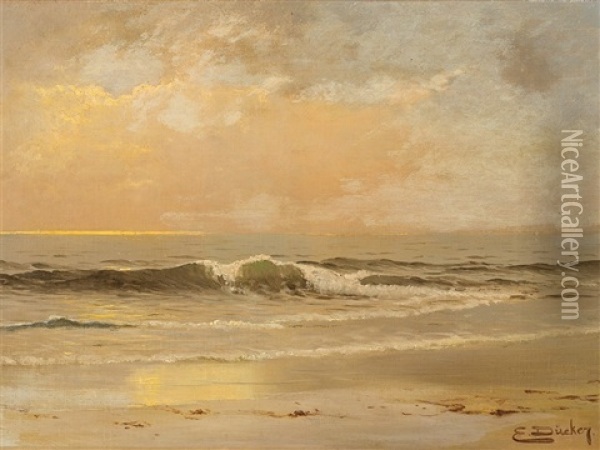 Morning Mood At The Sea Oil Painting - Eugen Gustav Duecker