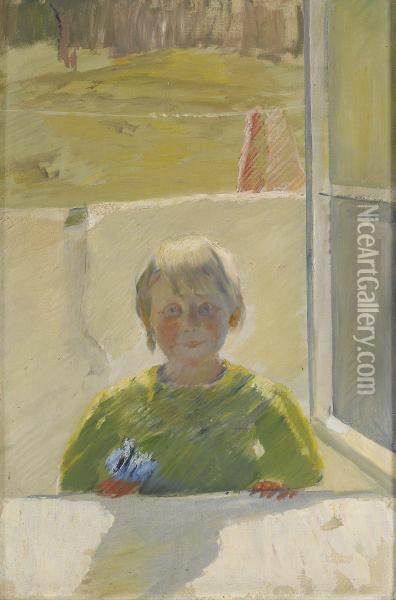 Nanna I Fonstret Oil Painting - Othilia, Oda Krohg