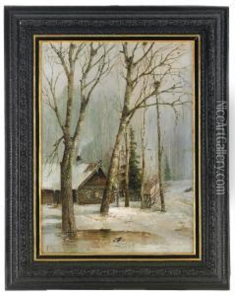 Cottage In The Woods Oil Painting - Alexei Kondratyevich Savrasov