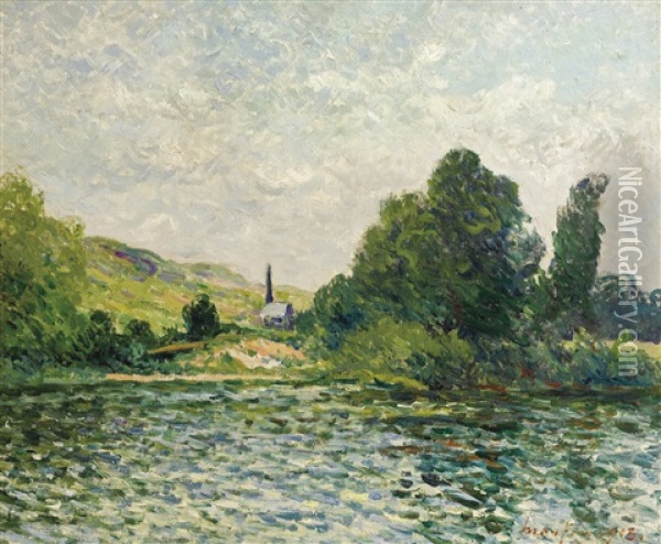 Bords De La Seine, Paysage A Bouafles, Eure Oil Painting - Maxime Maufra
