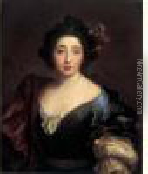 Portrait De Catherine Mignard, Comtesse De Feuquieres Oil Painting - Pierre Le Romain I Mignard