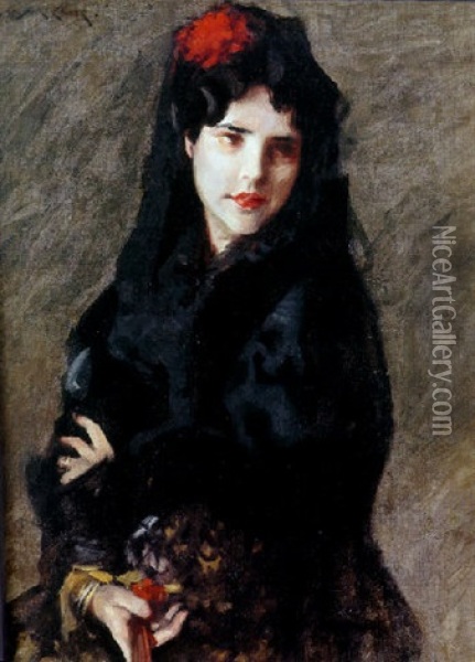 Mrs. Chase In Spanish Costume Oil Painting - William Merritt Chase