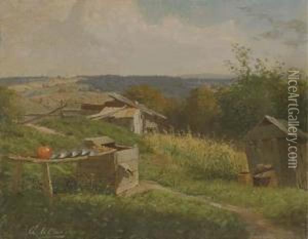 Landscape With Pumpkin Oil Painting - George Lafayette Clough