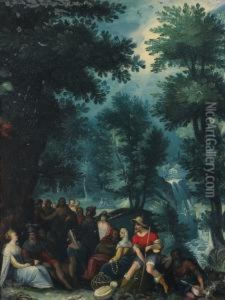 La Predication De Saint Jean Baptiste. Oil Painting - Karel Van Mander