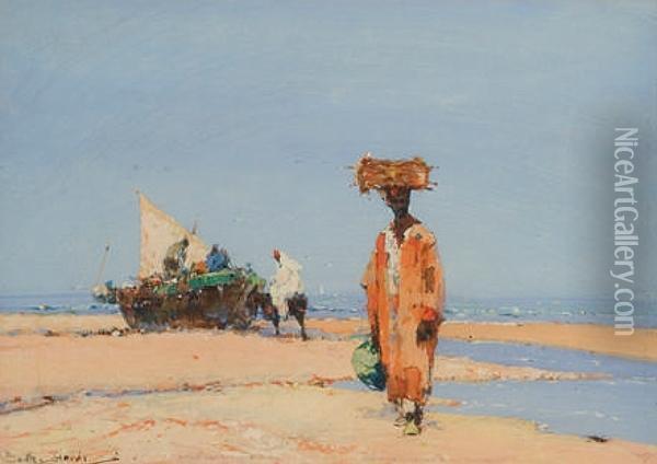 On The Shore Oil Painting - Dudley Hardy