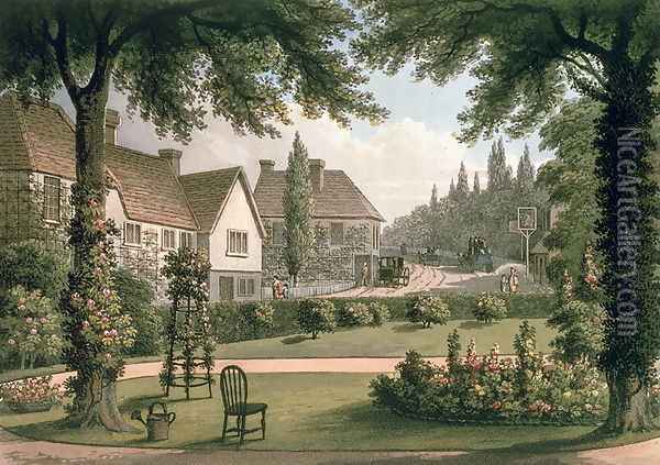 View from My Own Cottage in Essex After from Fragments on the Theory and Practice of Landscape Gardening, pub. 1816 Oil Painting - Humphry Repton