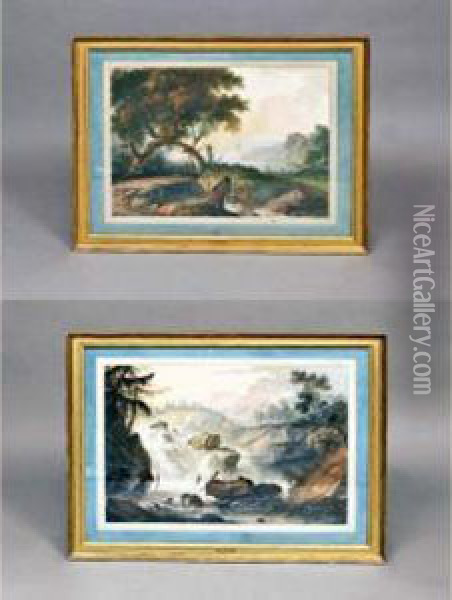 Paysage Anime A La Cascade Oil Painting - Louis-Philippe Crepin