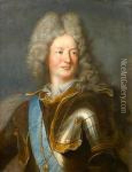 A Portrait Of Louis-alexandre De Bourbon,comte De Toulouse 
Inscribed 'duc De Villars / By Rigaud' (on The Reverse) Oil Painting - Hyacinthe Rigaud