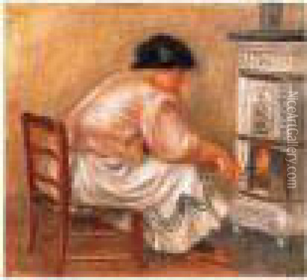 Femme Au Coin Du Poele Oil Painting - Pierre Auguste Renoir