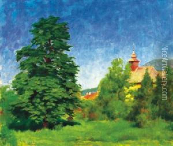 Landscape In Nagybanya Oil Painting - Peter T. Ratz