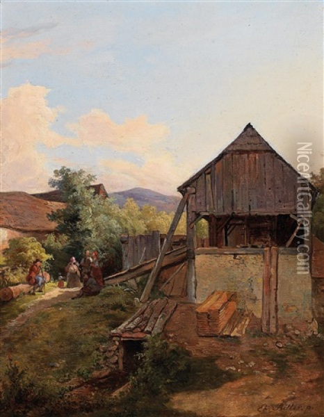 Am Land Oil Painting - Eduard Ritter