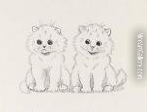 Wide-eyed Kittens Oil Painting - Louis William Wain