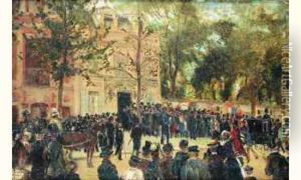 Vue De La Maison De Victor Hugo, 22 Mai 1885. Oil Painting - Saverio Francesco Altamura