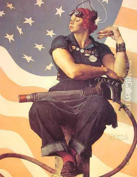 Rosie the Riveter Oil Painting - Norman Rockwell