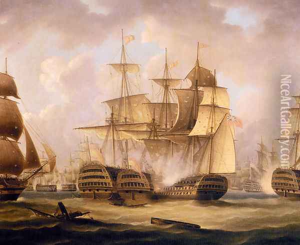 The Battle Of Cape St. Vincent, February 14, 1797, The San Nicolas And The San Josef Oil Painting - Thomas Buttersworth
