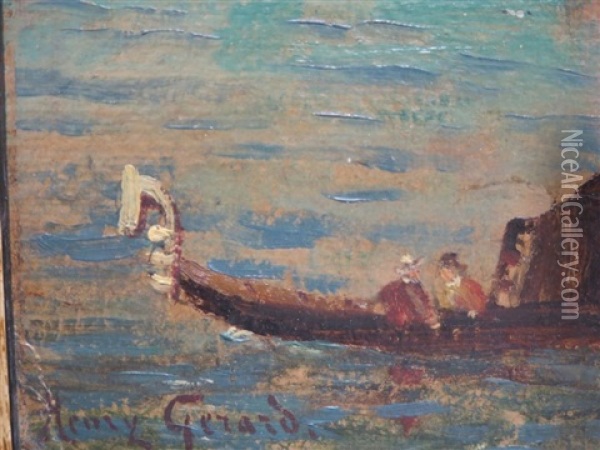 Vue De Venise Avec Gondoles Et Voiliers Oil Painting - Henry Gerard