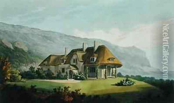 Thatched seaside villa for James Vine Esq at Puckaster Isle of Wight Oil Painting - Matthew Dubourg
