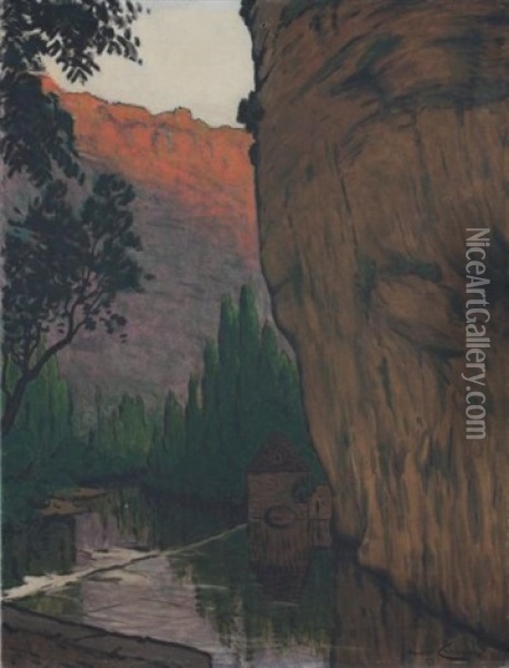 La Montagne Rouge Oil Painting - Maurice Chabas
