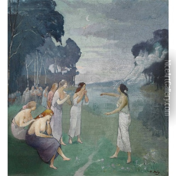 Mythische Landschaft Mit Frauen Oil Painting - Jean Daniel Ihly